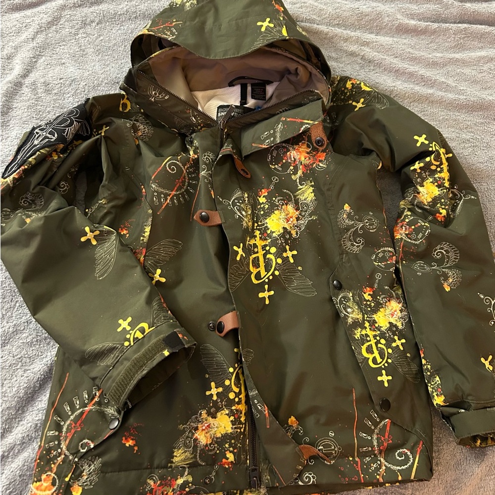 Women's Bonfire Ski & Snow Jacket - Green with yellow and orange accents